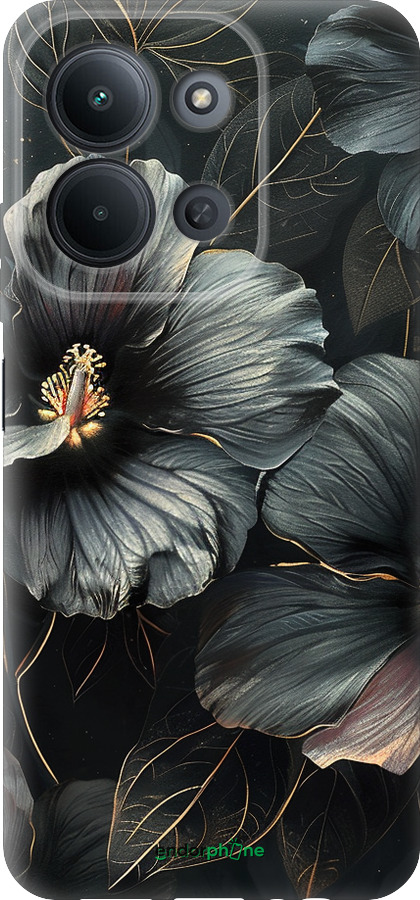 Силіконовий чехол Чорні квіти для Xiaomi Redmi 15C 4G - 6031u-4095 изображение 