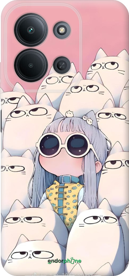 Силиконовый чехол Малышка с котами для Xiaomi POCO C85 4G - 6295u-4233 изображение 