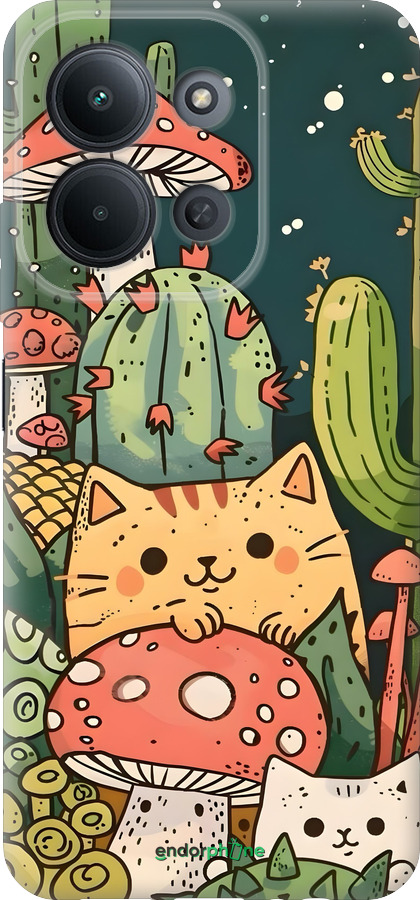 Силиконовый чехол Коты грибы для Xiaomi POCO C85 4G - 6321u-4233 изображение 