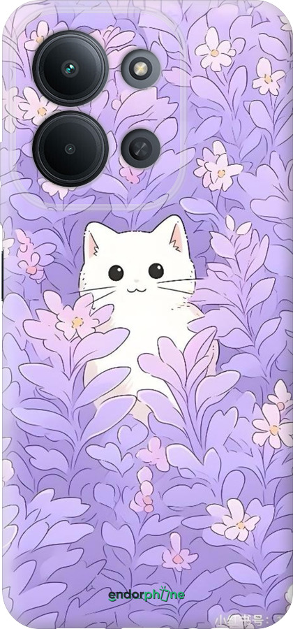 Силиконовый чехол Котик в цветах для Xiaomi Redmi 15C 4G - 6390u-4095 изображение 