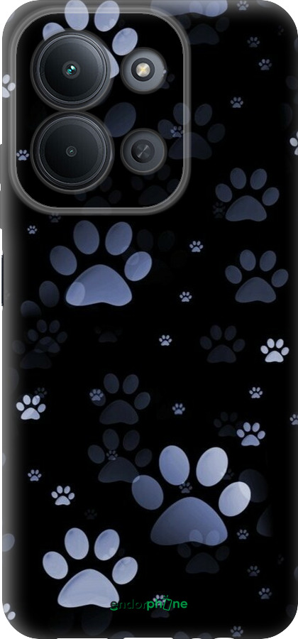 Силиконовый чехол С синими отпечатками лап для Xiaomi Redmi 15C 4G - 6441u-4095 изображение 