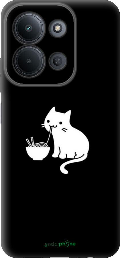 Силиконовый чехол С милым котом на черном фоне для Xiaomi POCO C85 4G - 6528u-4233 изображение 