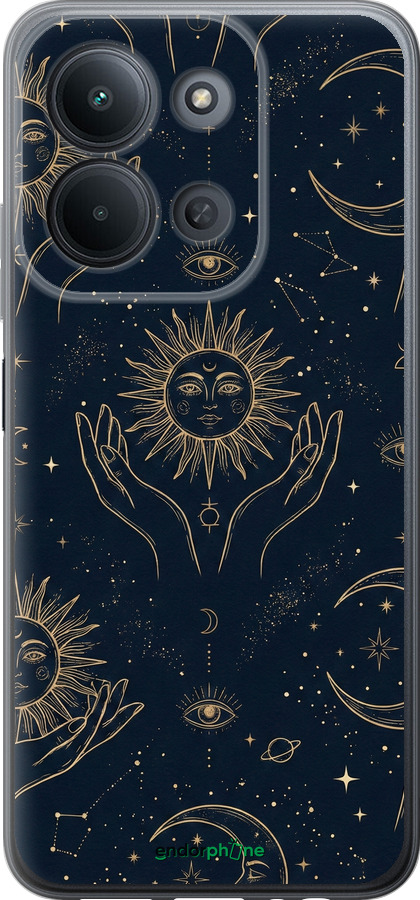 Силиконовый чехол Celestial Harmony: Sun & Moon Gold Mystic Pattern для Xiaomi POCO C85 4G - 6778u-4233 изображение 