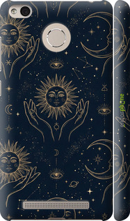 3D пластиковый матовый чехол 'Celestial Harmony: Sun & Moon Gold Mystic Pattern' для Xiaomi Redmi 3 Pro изображение 3