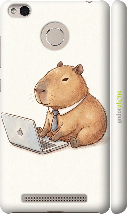 3D пластиковый матовый чехол Funny Capybara CEO Working для Xiaomi Redmi 3 Pro - 6777m-341 изображение 