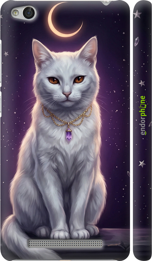 3D пластиковый матовый чехол Mystic White Cat Gothic Dark Purple Gold для Xiaomi Redmi 3 - 6805m-97 изображение 