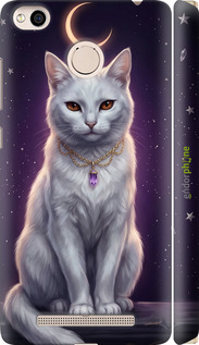 3D пластиковый матовый чехол Mystic White Cat Gothic Dark Purple Gold для Xiaomi Redmi 3x - 6805m-441 изображение 