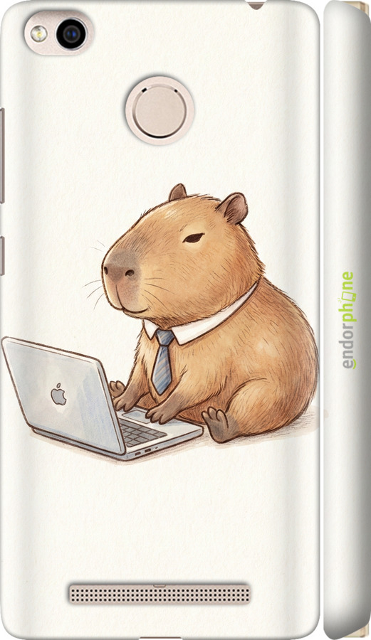 3D пластиковый матовый чехол Funny Capybara CEO Working для Xiaomi Redmi 3x - 6777m-441 изображение 