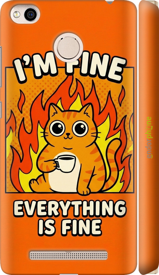 3D пластиковый матовый чехол Funny Cat для Xiaomi Redmi 3x - 6786m-441 изображение 