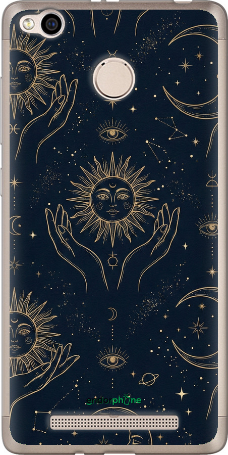 Силиконовый чехол Celestial Harmony: Sun & Moon Gold Mystic Pattern для Xiaomi Redmi 3x - 6778u-441 изображение 