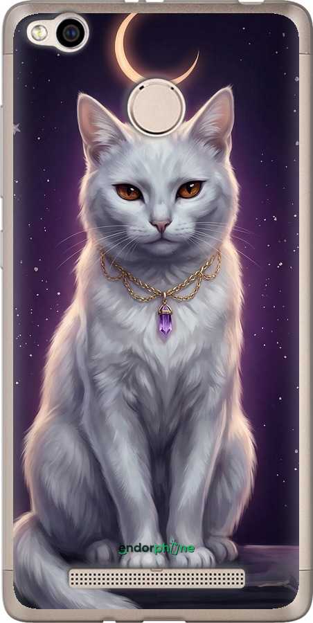 Силіконовий чехол Mystic White Cat Gothic Dark Purple Gold для Xiaomi Redmi 3x - 6805u-441 изображение 