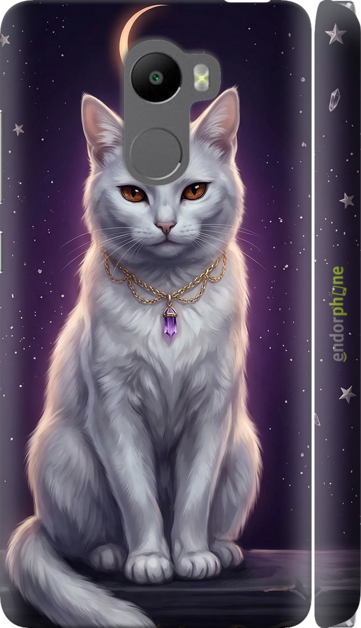 3D пластиковый матовый чехол Mystic White Cat Gothic Dark Purple Gold для Xiaomi Redmi 4 - 6805m-417 изображение 