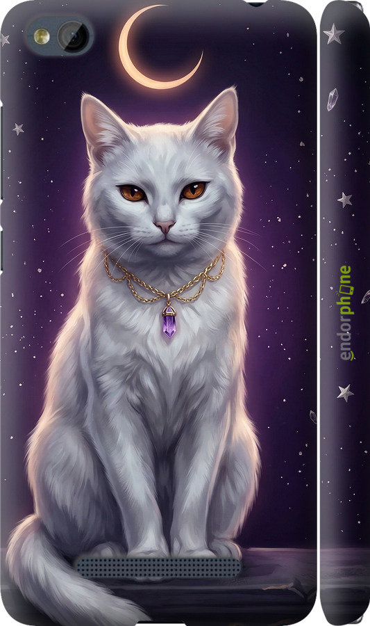 3D пластиковий матовий чехол Mystic White Cat Gothic Dark Purple Gold для Xiaomi RedMi 4A - 6805m-631 изображение 