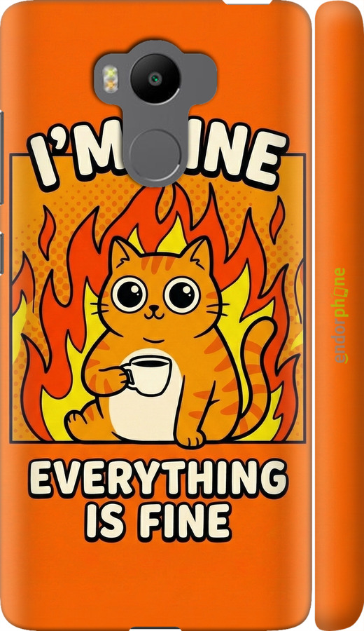 3D пластиковый матовый чехол Funny Cat для Xiaomi Redmi 4 Prime - 6786m-437 изображение 