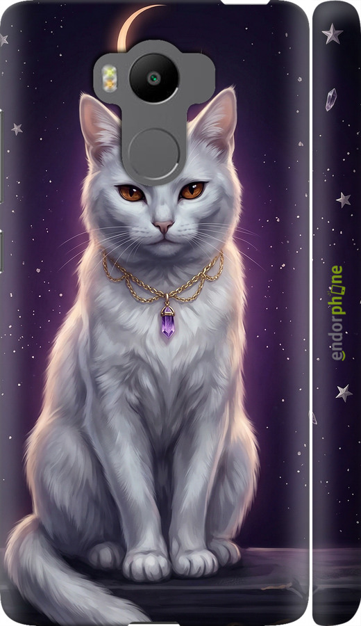 3D пластиковый матовый чехол Mystic White Cat Gothic Dark Purple Gold для Xiaomi Redmi 4 pro - 6805m-438 изображение 