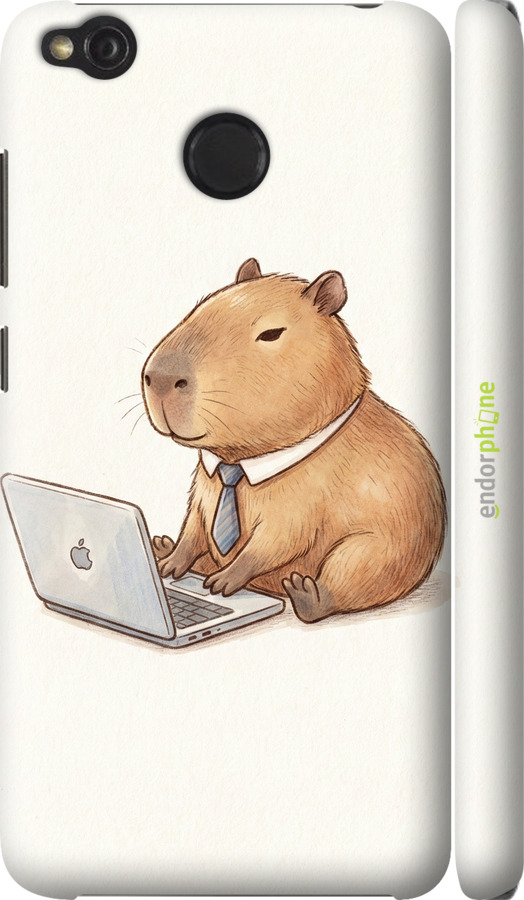 3D пластиковий матовий чехол Funny Capybara CEO Working для Xiaomi Redmi 4X - 6777m-778 изображение 