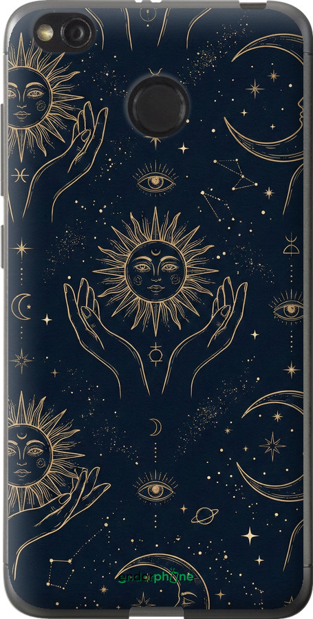 2D пластиковый чехол Celestial Harmony: Sun & Moon Gold Mystic Pattern для Xiaomi Redmi 4X - 6778t-778 изображение 