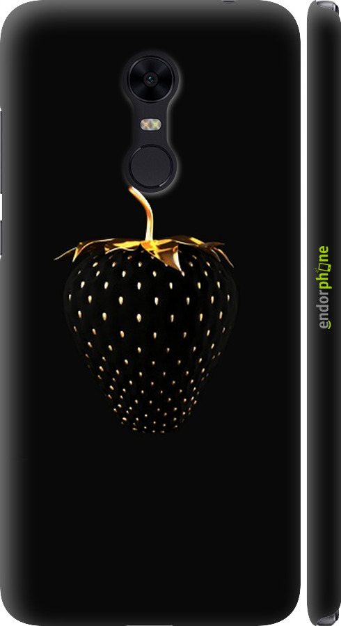

3D пластиковий матовий чохол "Чорна полуниця" для Xiaomi Redmi 5 Plus, Чорний