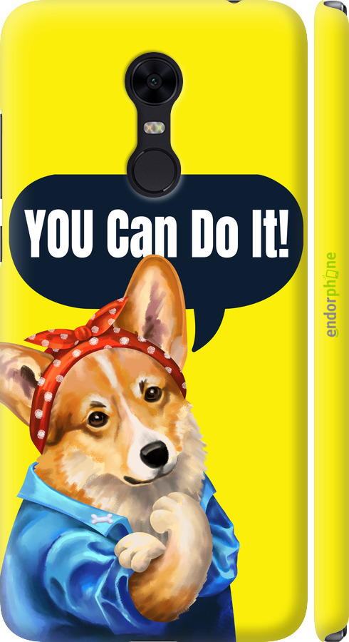 3D пластиковый матовый чехол чехол с корги You Can Do It для Xiaomi Redmi 5 Plus - 6184m-1347 изображение 