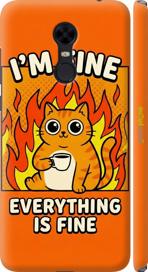 3D пластиковий матовий чехол Funny Cat для Xiaomi Redmi 5 Plus - 6786m-1347 изображение 