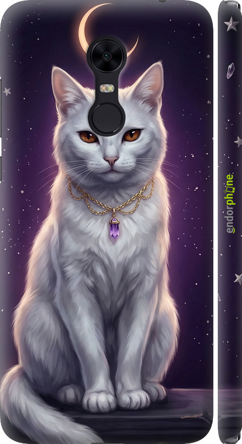 3D пластиковий матовий чехол Mystic White Cat Gothic Dark Purple Gold для Xiaomi Redmi 5 Plus - 6805m-1347 изображение 