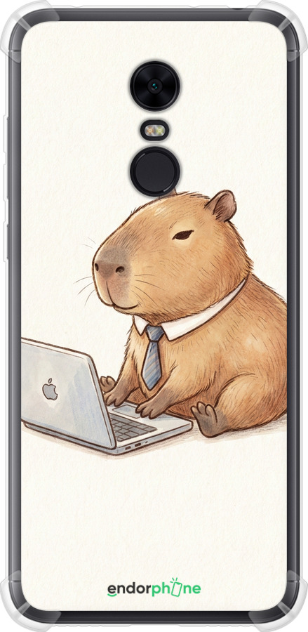 Силикон с усиленными углами чехол Funny Capybara CEO Working для Xiaomi Redmi 5 Plus - 6777sp-1347 изображение 