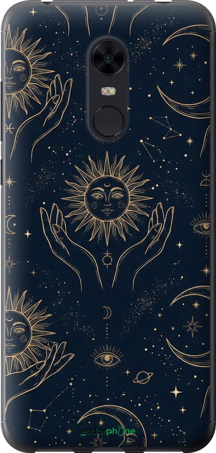 Силиконовый чехол Celestial Harmony: Sun & Moon Gold Mystic Pattern для Xiaomi Redmi 5 Plus - 6778u-1347 изображение 