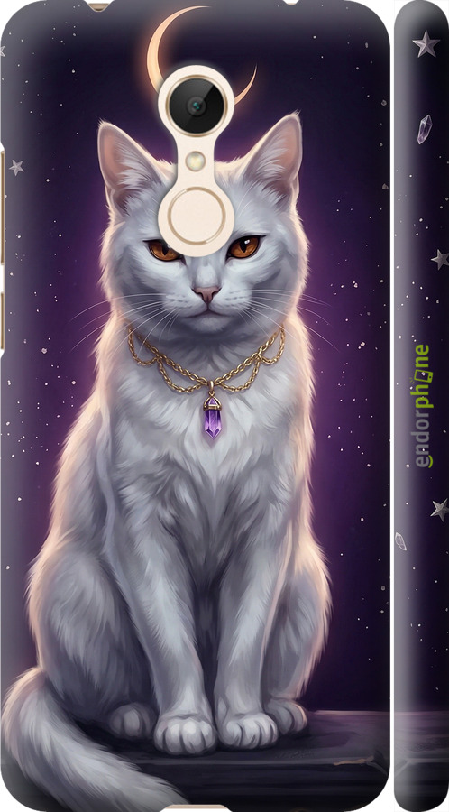 3D пластиковый матовый чехол Mystic White Cat Gothic Dark Purple Gold для Xiaomi Redmi 5 - 6805m-1350 изображение 