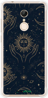 Силикон с усиленными углами чехол Celestial Harmony: Sun & Moon Gold Mystic Pattern для Xiaomi Redmi 5 - 6778sp-1350 изображение 