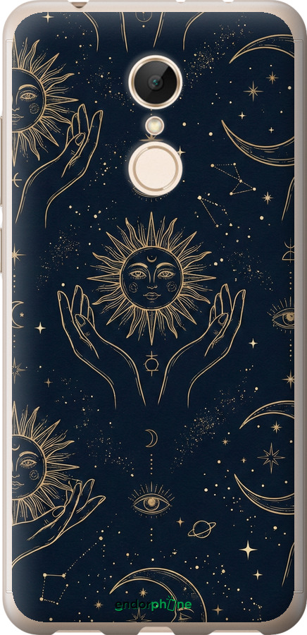 Силиконовый чехол Celestial Harmony: Sun & Moon Gold Mystic Pattern для Xiaomi Redmi 5 - 6778u-1350 изображение 