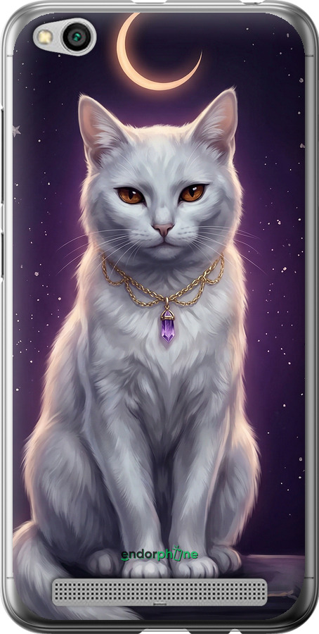 Силиконовый чехол Mystic White Cat Gothic Dark Purple Gold для Xiaomi Redmi 5A - 6805u-1133 изображение 