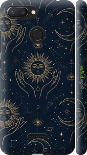 3D пластиковый матовый чехол Celestial Harmony: Sun & Moon Gold Mystic Pattern для Xiaomi Redmi 6 - 6778m-1521 изображение 