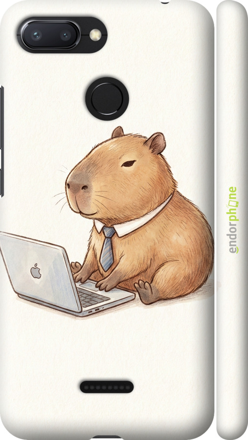 3D пластиковый матовый чехол Funny Capybara CEO Working для Xiaomi Redmi 6 - 6777m-1521 изображение 