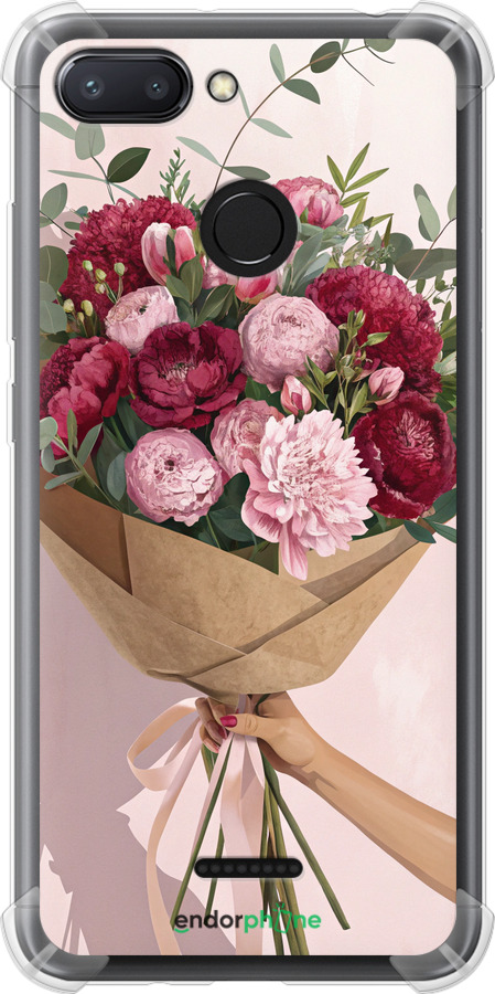 Силикон с усиленными углами чехол Пионы 1 для Xiaomi Redmi 6 - 6705sp-1521 изображение 