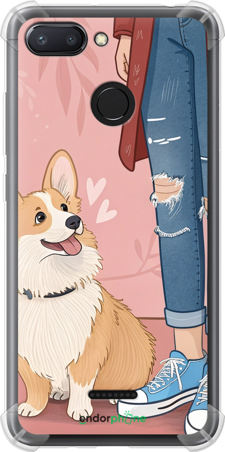 Силіконовий протиударний с посиленими кутами чехол Корги 3 для Xiaomi Redmi 6 - 6707sp-1521 изображение 
