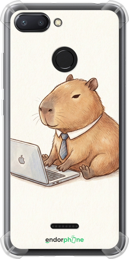 Силіконовий протиударний с посиленими кутами чехол Funny Capybara CEO Working для Xiaomi Redmi 6 - 6777sp-1521 изображение 