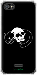 Силикон с усиленными углами чехол С изображением кота и черепа для Xiaomi Redmi 6A - 6491sp-1531 изображение 