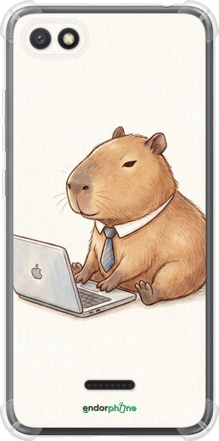 Силикон с усиленными углами чехол Funny Capybara CEO Working для Xiaomi Redmi 6A - 6777sp-1531 изображение 
