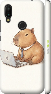 3D пластиковый матовый чехол 'Funny Capybara CEO Working' для Xiaomi Redmi 7 изображение 1
