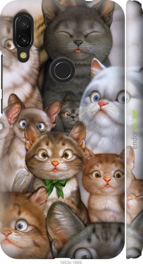 

3D пластиковий матовий чохол "Коти" для Xiaomi Redmi 7