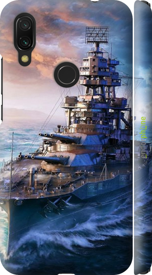 3D пластиковий матовий чехол Військовий корабель, world of tanks, wargaming для Xiaomi Redmi 7 - 6461m-1669 изображение 
