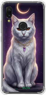 Силикон с усиленными углами чехол Mystic White Cat Gothic Dark Purple Gold для Xiaomi Redmi 7 - 6805sp-1669 изображение 