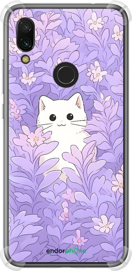 Силіконовий протиударний с посиленими кутами чехол Котик в цветах для Xiaomi Redmi 7 - 6390sp-1669 изображение 