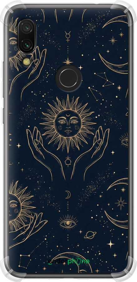 Силіконовий протиударний с посиленими кутами чехол Celestial Harmony: Sun & Moon Gold Mystic Pattern для Xiaomi Redmi 7 - 6778sp-1669 изображение 