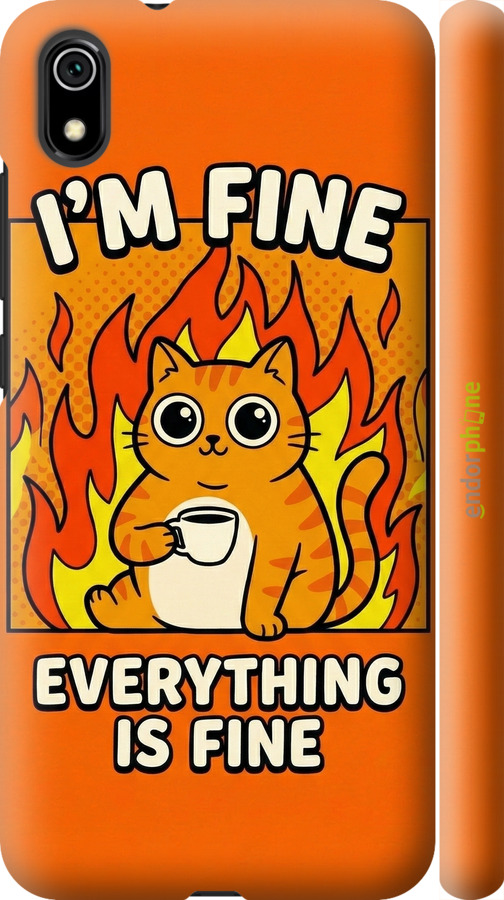 3D пластиковый матовый чехол Funny Cat для Xiaomi Redmi 7A - 6786m-1716 изображение 