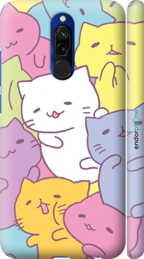 

3D пластиковий матовий чохол "Кошенята " для Xiaomi Redmi 8, Білий