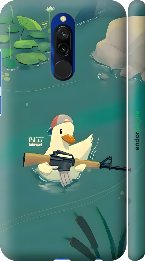 3D пластиковый матовый чехол Уточка с автоматом для Xiaomi Redmi 8 - 6356m-1806 изображение 