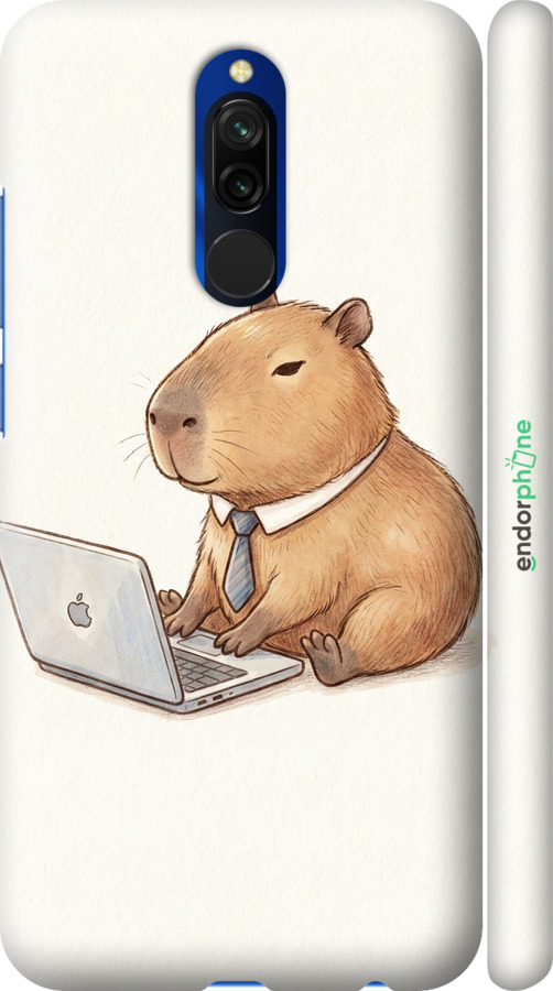 3D пластиковый матовый чехол Funny Capybara CEO Working для Xiaomi Redmi 8 - 6777m-1806 изображение 