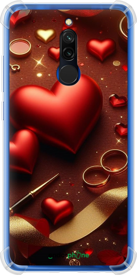 Силіконовий протиударний с посиленими кутами чехол Сердечки v3 для Xiaomi Redmi 8 - 5833sp-1806 изображение 