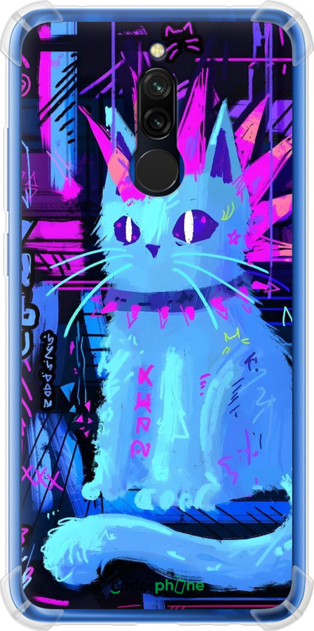 Силикон с усиленными углами чехол Кот панк для Xiaomi Redmi 8 - 6311sp-1806 изображение 